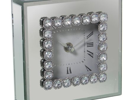 Table clock Alexandra House Living Grey Crystal Mirror 15 x 15 x 5 cm Online Hot Sale