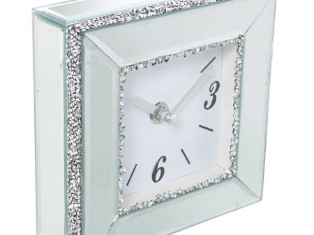 Table clock Alexandra House Living Grey Crystal 14 x 14 x 5 cm For Cheap