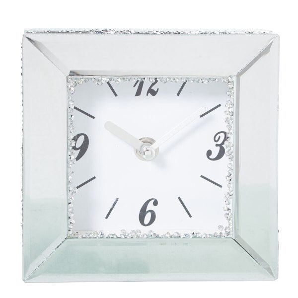 Table clock Alexandra House Living Grey Crystal 14 x 14 x 5 cm For Cheap