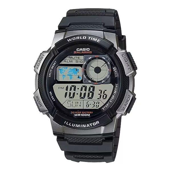 Men s Watch Casio WORLD TIME ILLUMINATOR Black (Ø 43 mm) For Discount