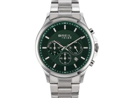 Men s Watch Breil EW0660 Green Silver (Ø 43 mm) Discount