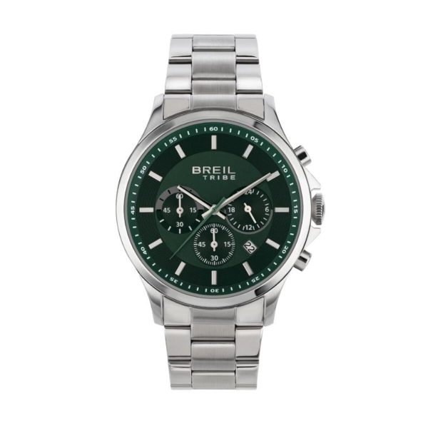 Men s Watch Breil EW0660 Green Silver (Ø 43 mm) Discount