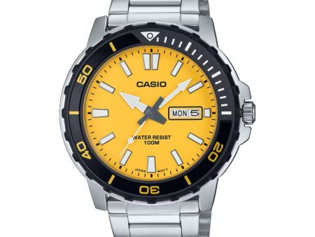 Men s Watch Casio DIVER Yellow Silver Cheap