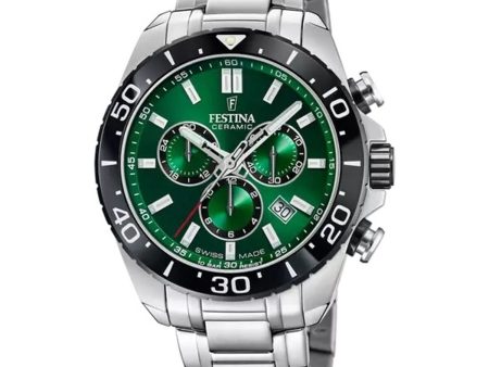 Men s Watch Festina F20042 3 Green Silver For Sale