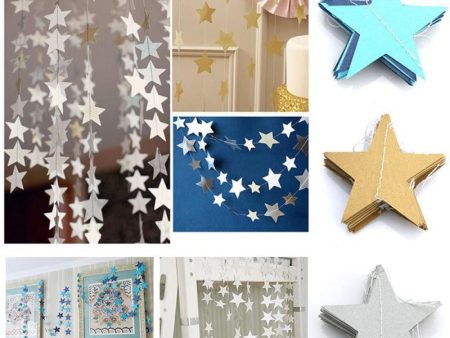 4M Paper Star Garlands Banner Birthday String Chain Wedding Party Decoration Banner Room Home Theme Party Toys Decoration Access Online Hot Sale