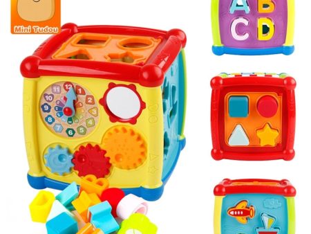 Multifunctional Musical Toys Toddler Baby Box Music Electronic Toys Gear Clock Geometric Blocks Sorting Educational Toys Online