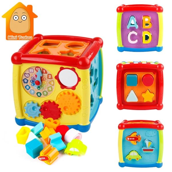 Multifunctional Musical Toys Toddler Baby Box Music Electronic Toys Gear Clock Geometric Blocks Sorting Educational Toys Online