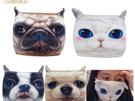 Kawaii Dogs Cat Mask Bulldog Husky Golden Sharpei Cute Puppy Kitten Animal Plush Stuffed Toys Anti Dust Face Cover Winter Gifts on Sale