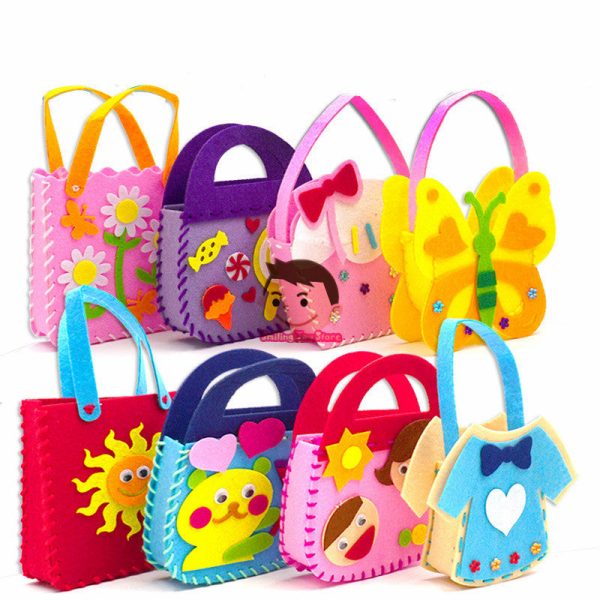 Non-Woven Fabric DIY Handbag Children Craft Toy Mini Bag Non-woven Cloth Colorful Handmade Bag Cartoon Animal Children Handbags For Discount